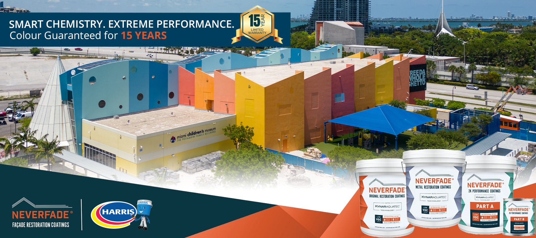 Harris Paints is the authorized distributor of NeverFade®Façade Restoration Coatings in the Caribbean.