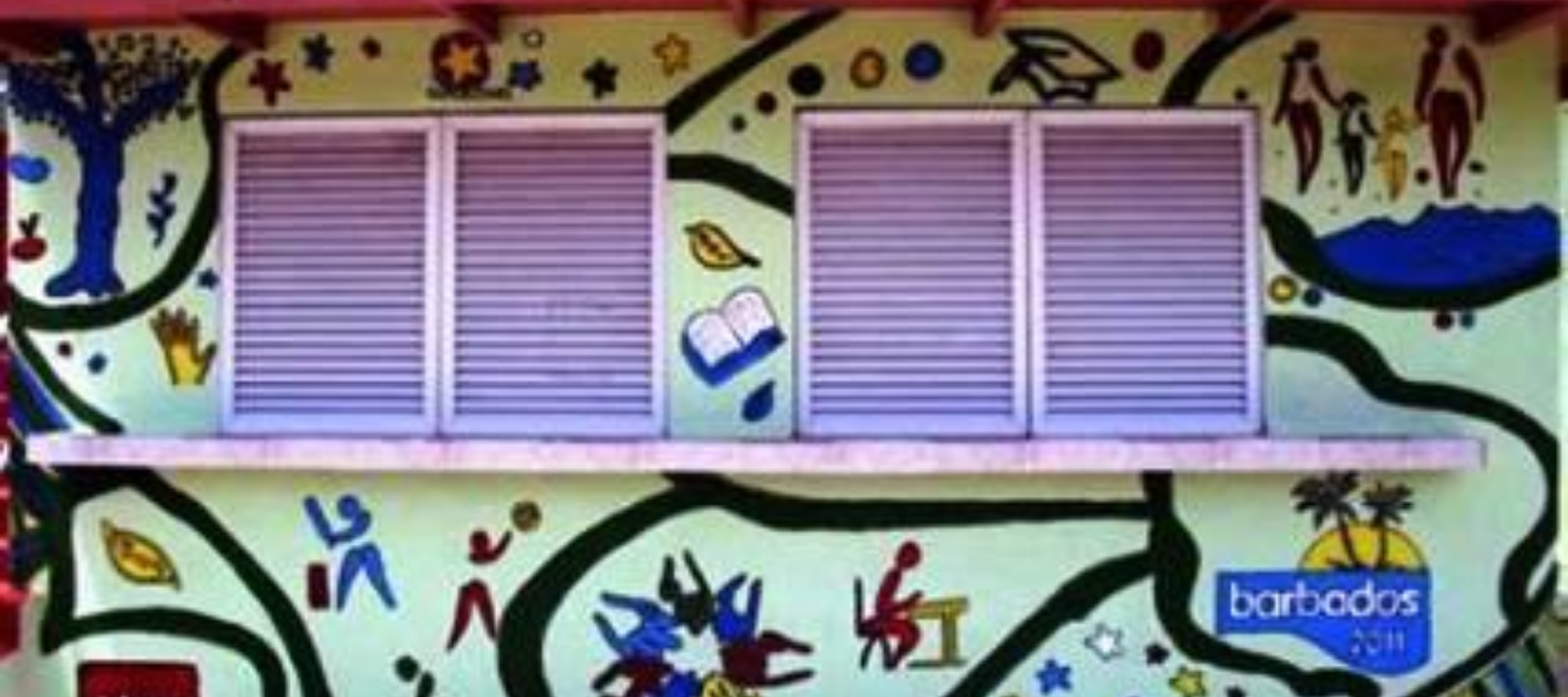 The beautifully painted mural reflecting aspects of the community