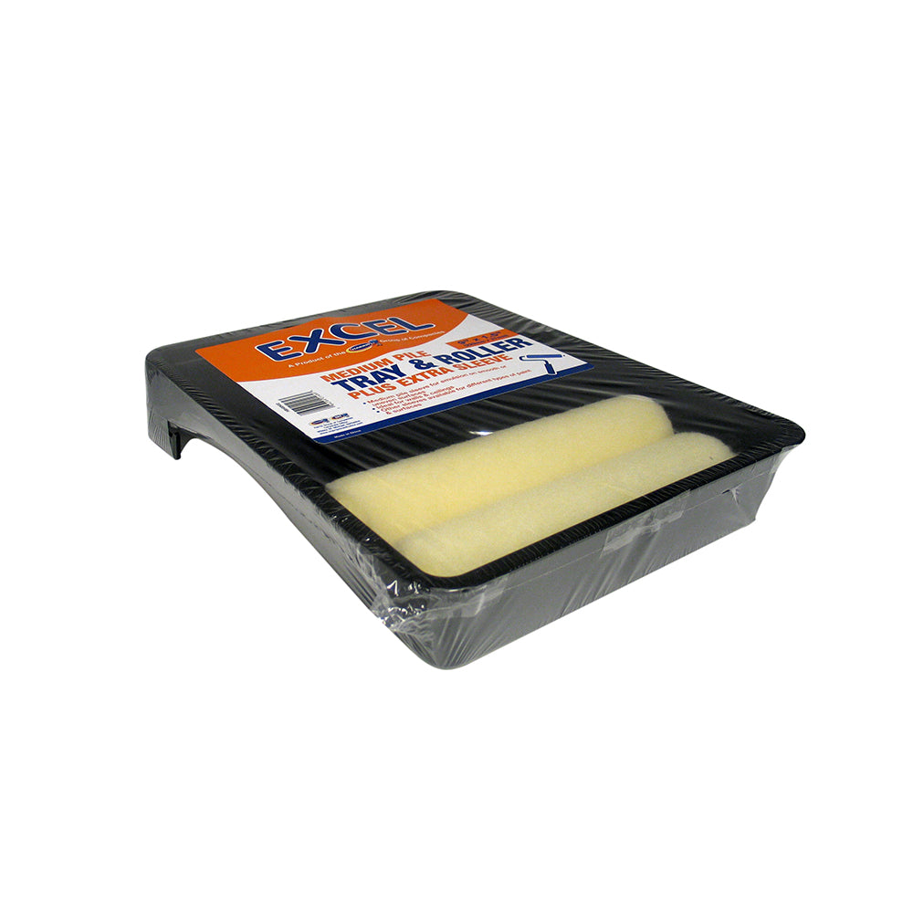 Excel 9&quot; Tray &amp; Roller 4pc Set with Two Sleeves, available at Harris Paints and BH Paints in the Caribbean.