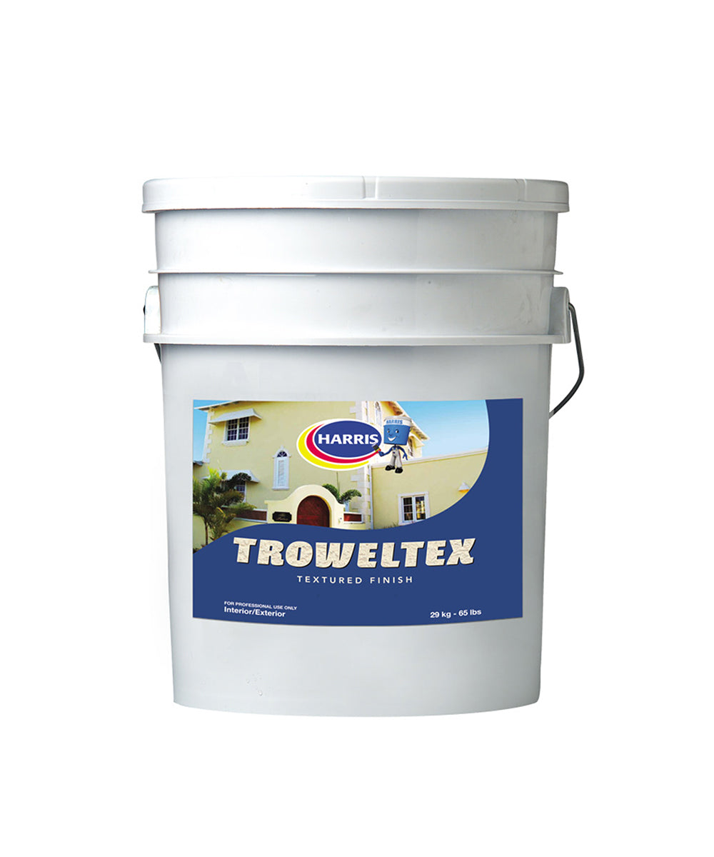 Harris Troweltex textured finish, available at Harris Paints in the Caribbean.